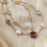 Trendy 2 Layered Beaded Chain Neckpiece -G12214